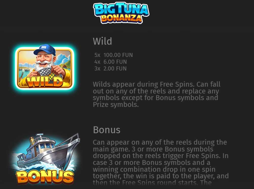 Symbols and Payouts at Big Tuna Bonanza Slot