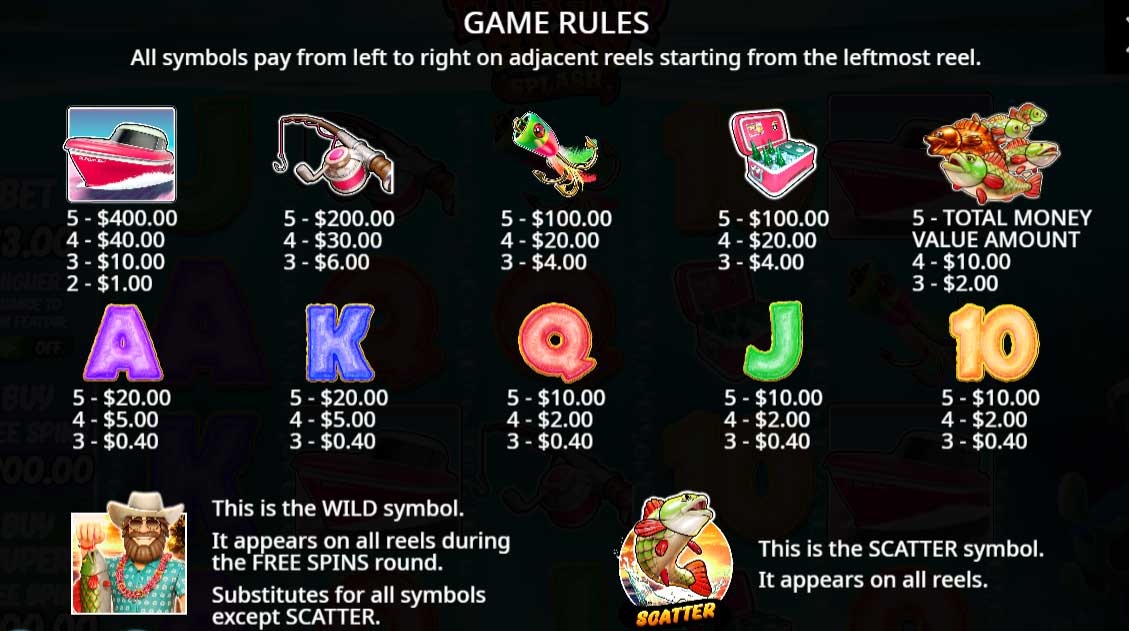 Symbols and Payouts at Bigger Bass Splash Slot