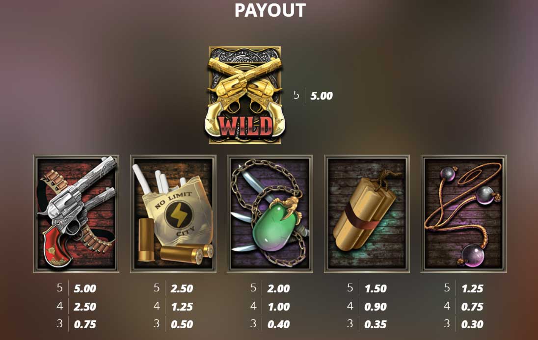 Symbols and Payouts at Bounty Hunters