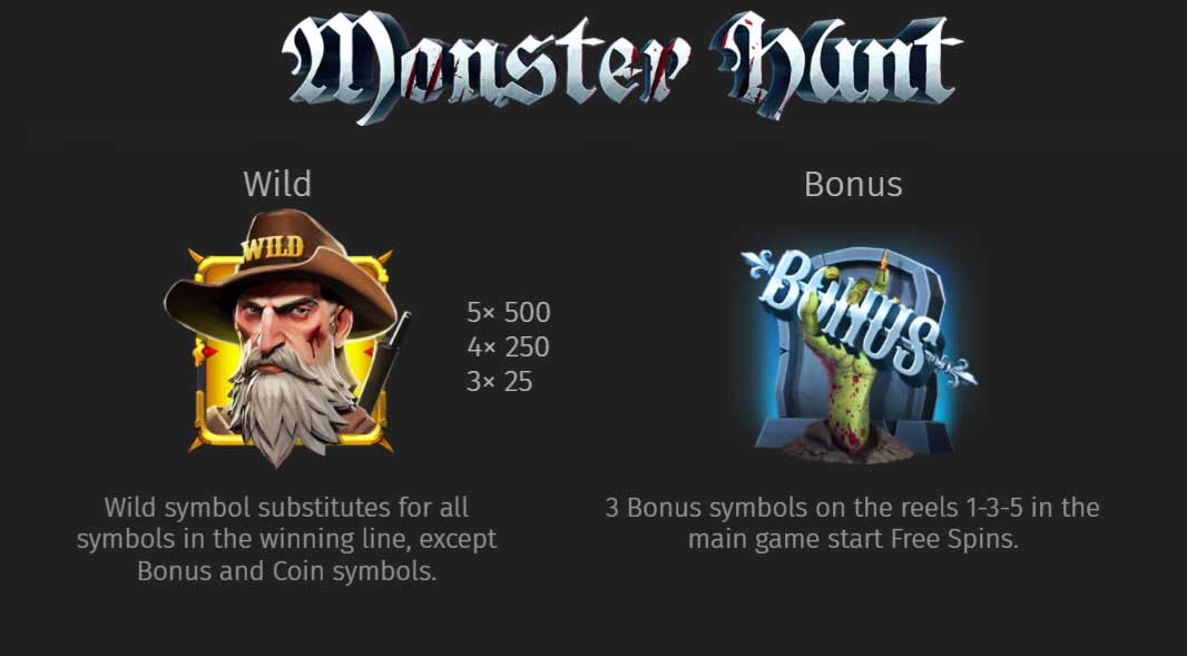 Symbols and Payouts at Monster Hunt