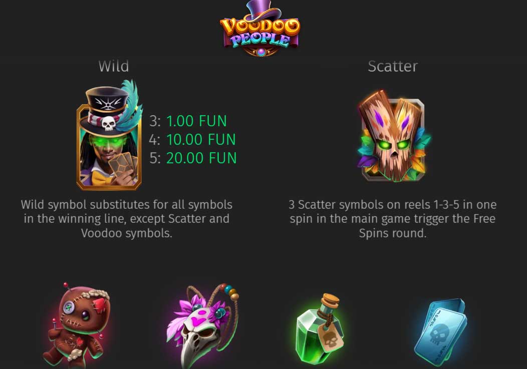Symbols and Payouts at Voodoo People