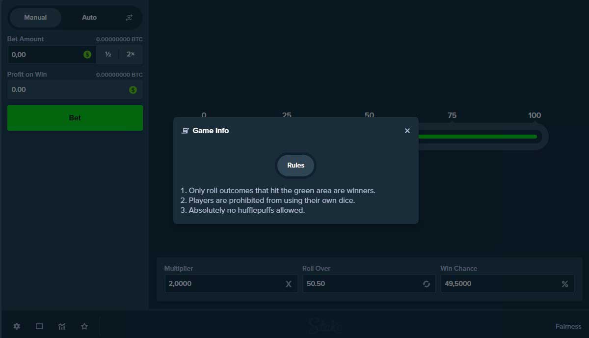 Mechanics at Dice Stake Original