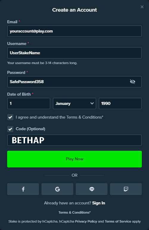 Stake Online Casino Create Account